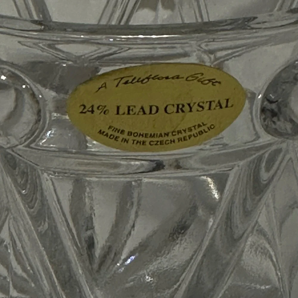 Teleflora Lead Crystal Little Drummer Bowl Czech Republic Exc Starburst Base Boh